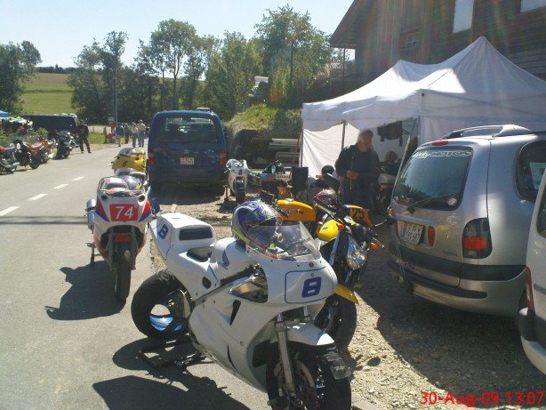 Modern race bikes are welcomed, too.